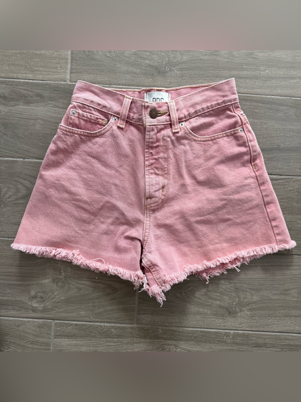 BDG Pink High-Rise Frayed Denim Shorts, Rose, Y2K, Vacation, Bohemian, Romance